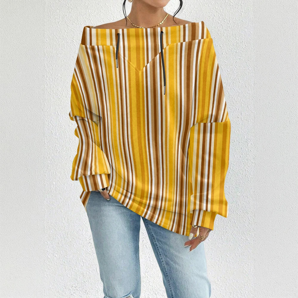 Fashion Chic Off-The-Shoulder Striped