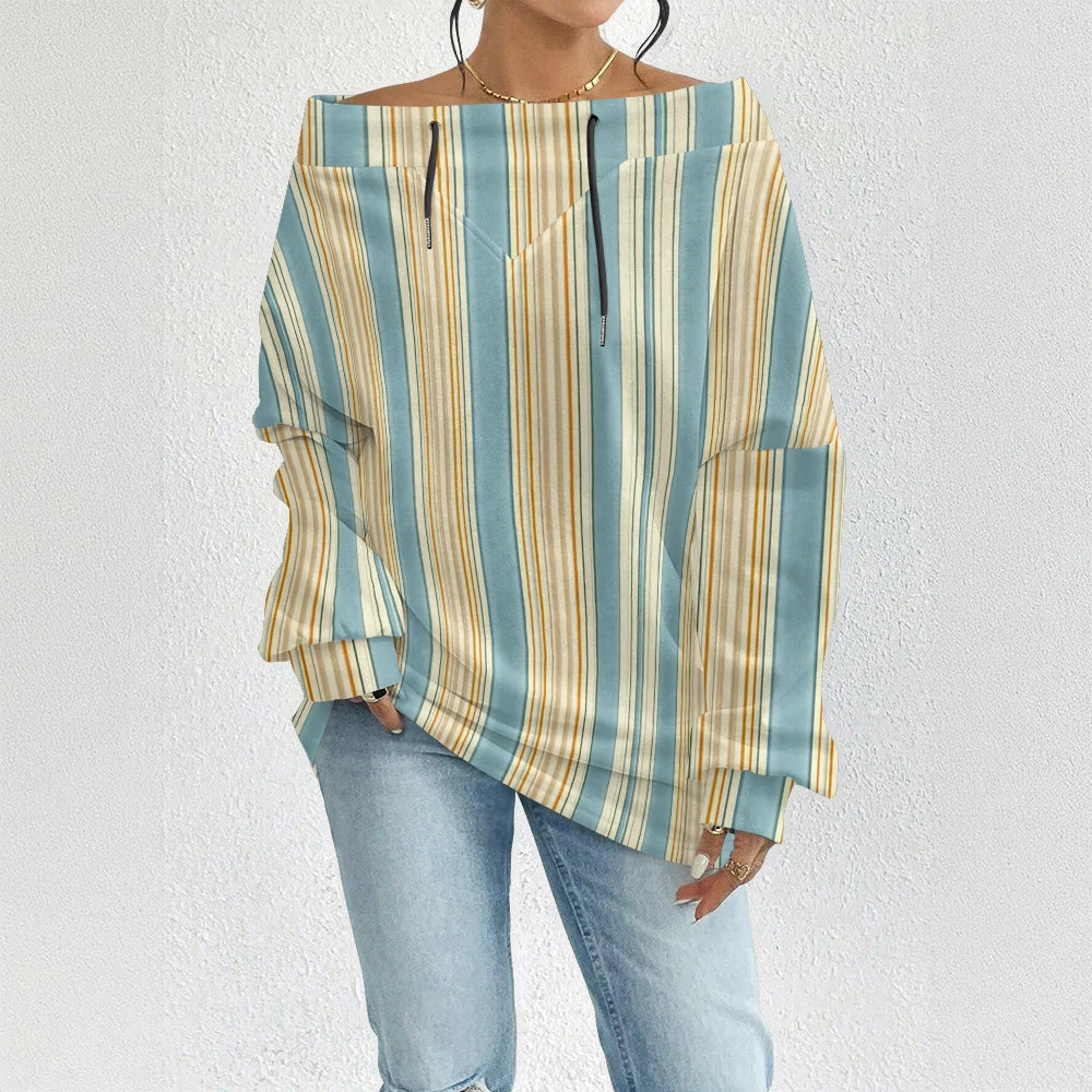Fashion Chic Off-The-Shoulder Striped