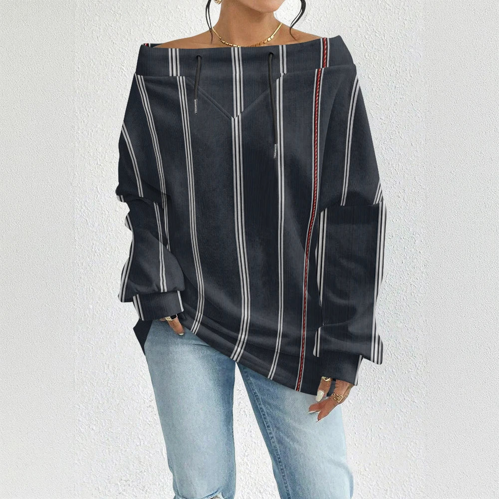 Fashion Chic Off-The-Shoulder Striped