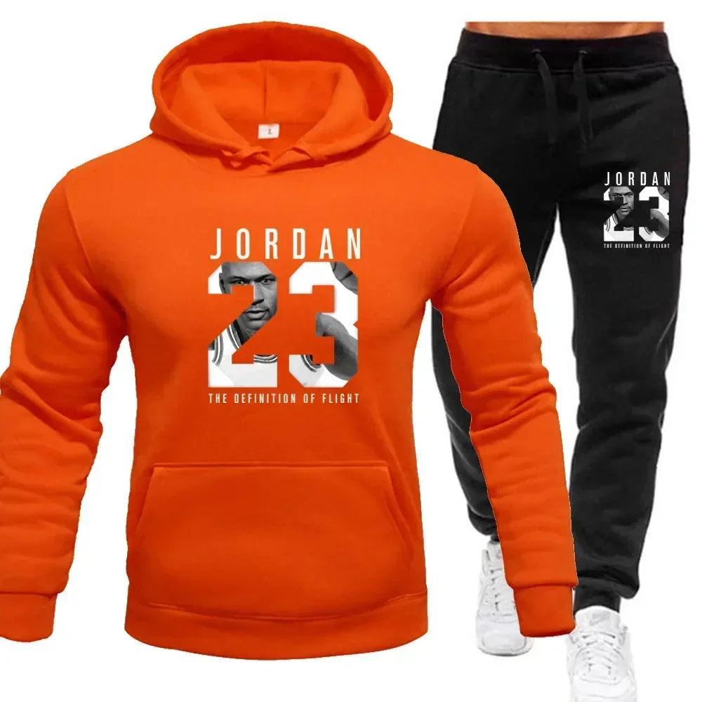 The sweatshirt hoodie is a men's set