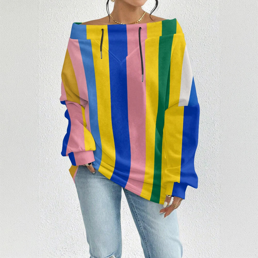 Fashion Chic Off-The-Shoulder Striped