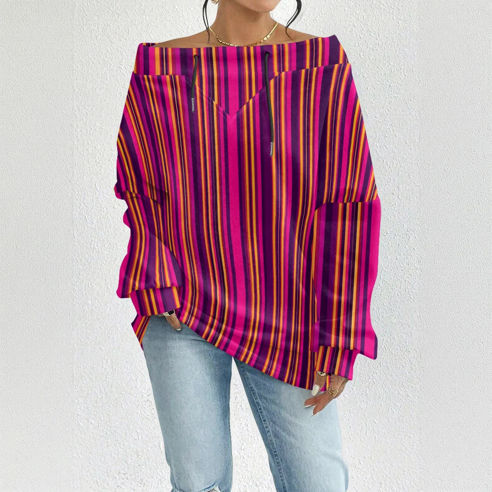 Fashion Chic Off-The-Shoulder Striped
