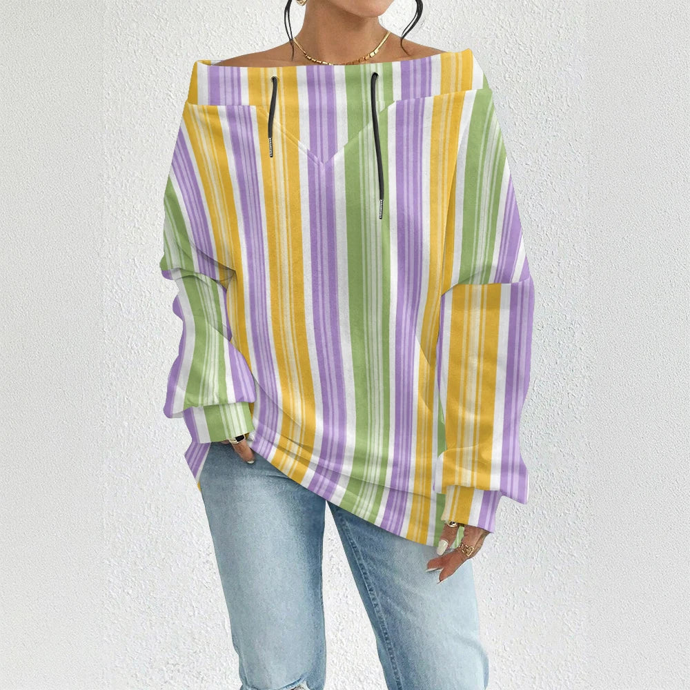 Fashion Chic Off-The-Shoulder Striped