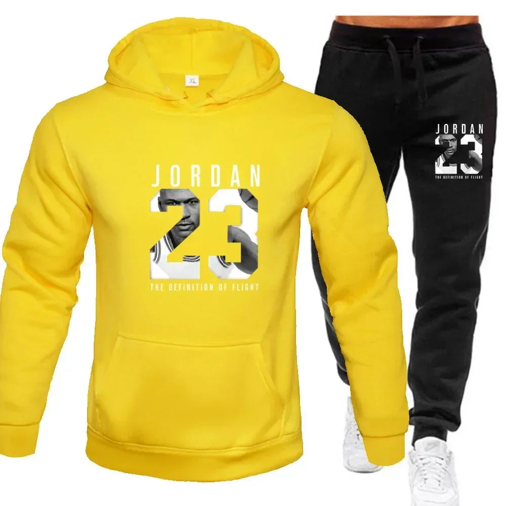 The sweatshirt hoodie is a men's set