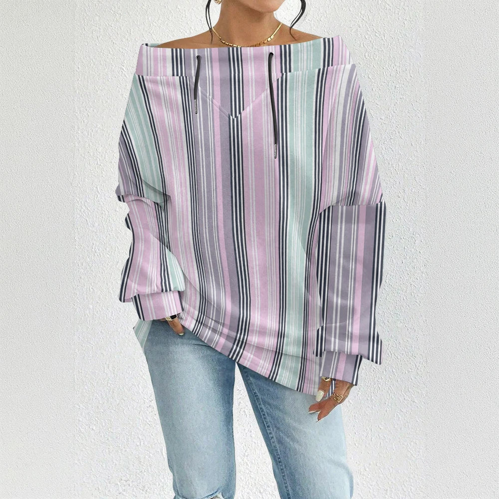 Fashion Chic Off-The-Shoulder Striped