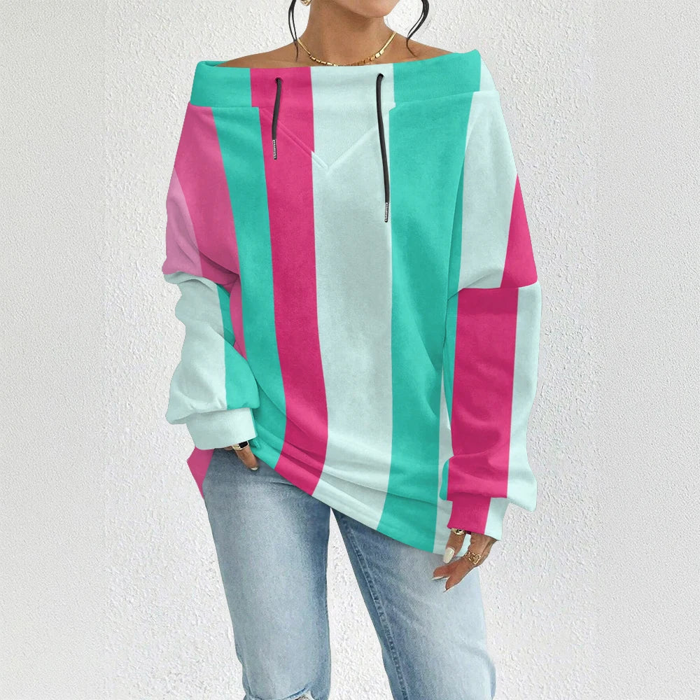 Fashion Chic Off-The-Shoulder Striped