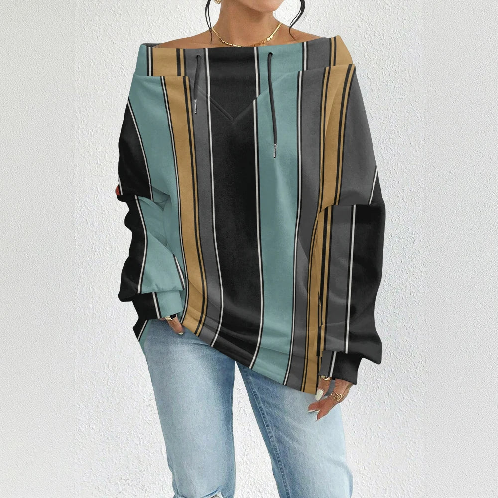 Fashion Chic Off-The-Shoulder Striped