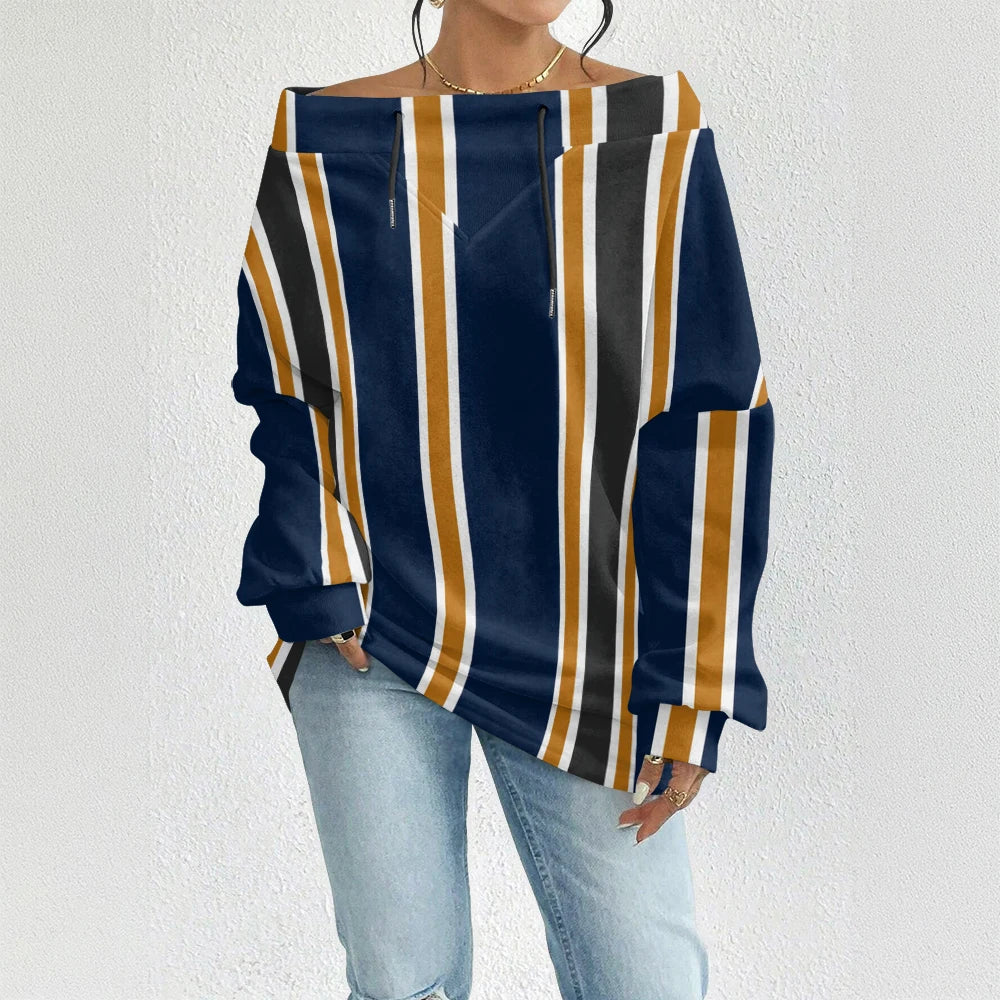 Fashion Chic Off-The-Shoulder Striped