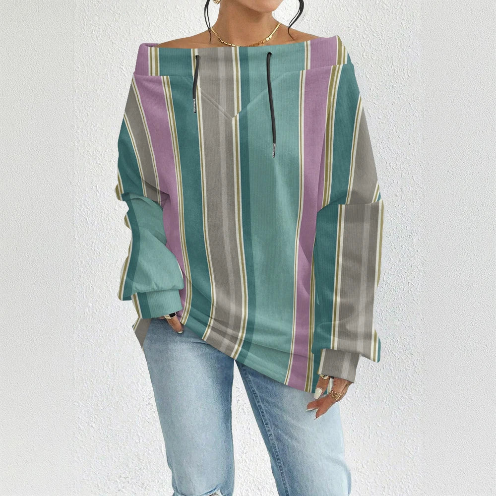 Fashion Chic Off-The-Shoulder Striped