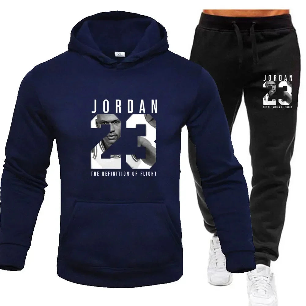 The sweatshirt hoodie is a men's set