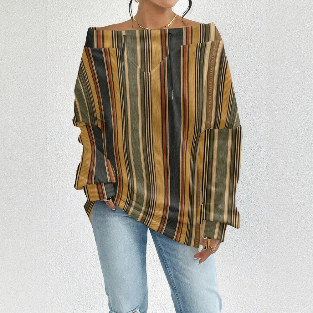 Fashion Chic Off-The-Shoulder Striped