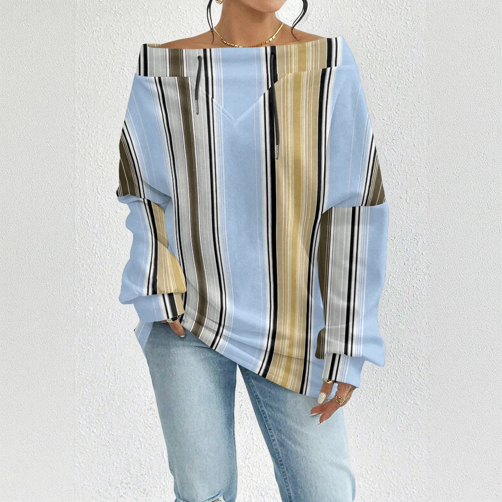 Fashion Chic Off-The-Shoulder Striped