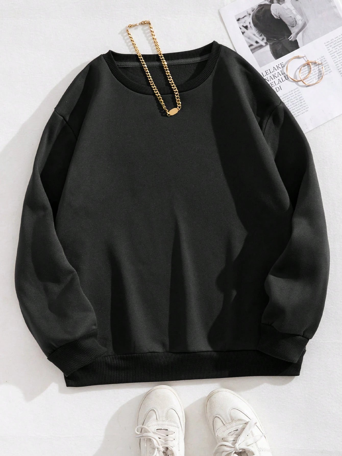 Woman Sweatshirt Casual Solid Color All