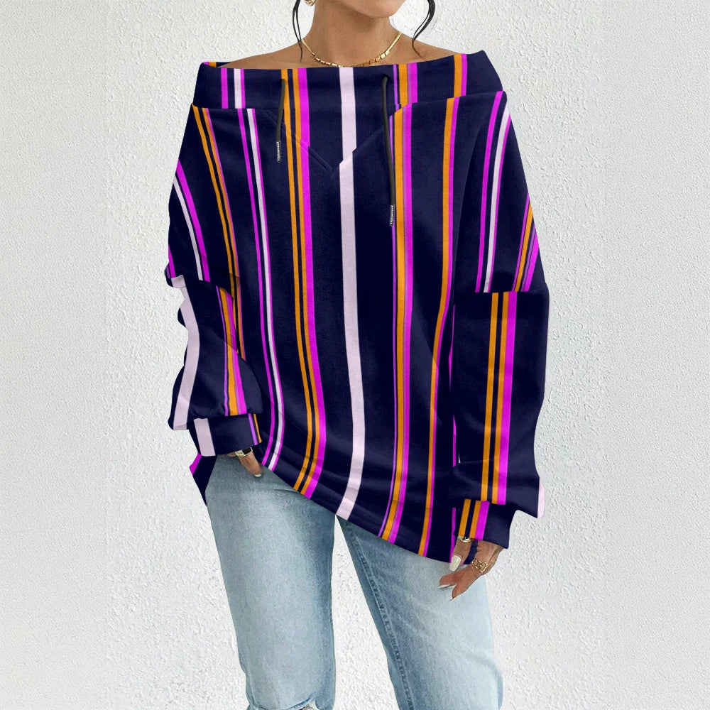 Fashion Chic Off-The-Shoulder Striped