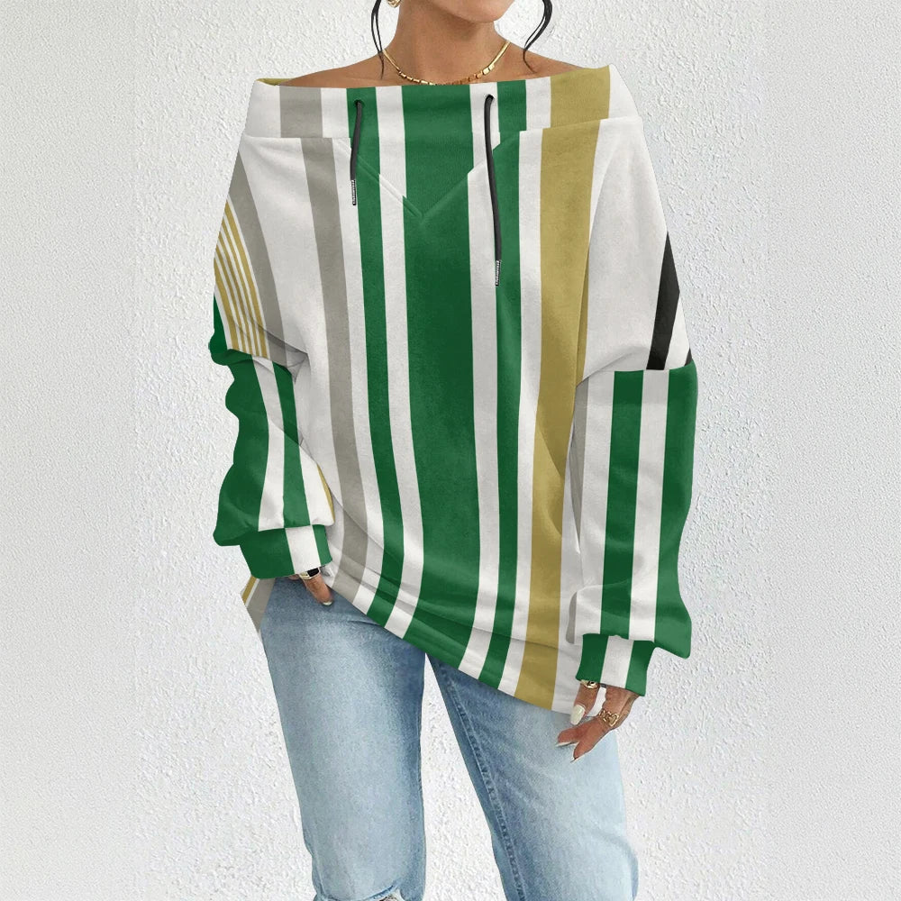 Fashion Chic Off-The-Shoulder Striped
