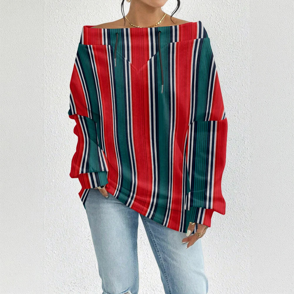 Fashion Chic Off-The-Shoulder Striped