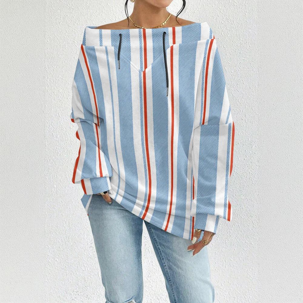 Fashion Chic Off-The-Shoulder Striped
